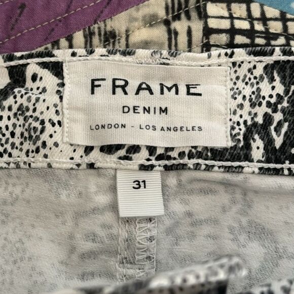 Frame Denim Le Mini Skirt Grey Python Snake Print Sz 31 - Picture 5 of 12